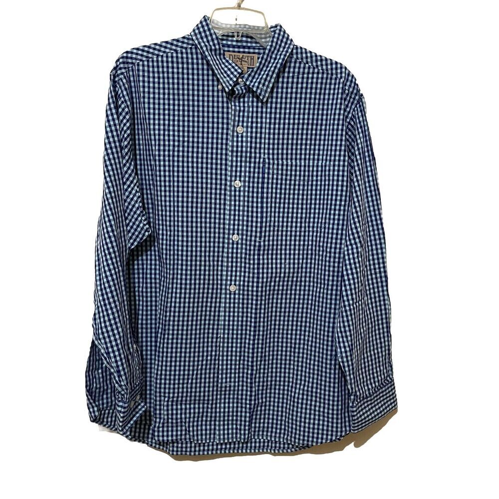 Duluth Trading Co Mens Long Sleeve 100% Cotton‎ Plaid Button Down Shirt L